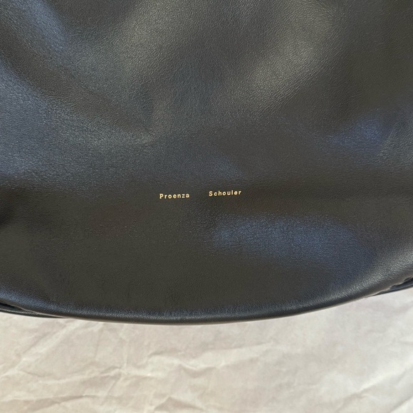 NWT PROENZA SCHOULER Black Leather Drawstring Tote Bag With Detachable Zip Pouch - Picture 9 of 16